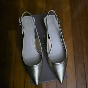 Franco Sarto Metallic Silver Pointed Slingback Flats